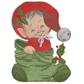 Christmas baby elf embroidery design - Embroidery Design