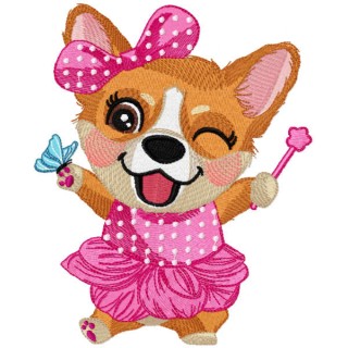 Corgi party embroidery design - Embroidery Design