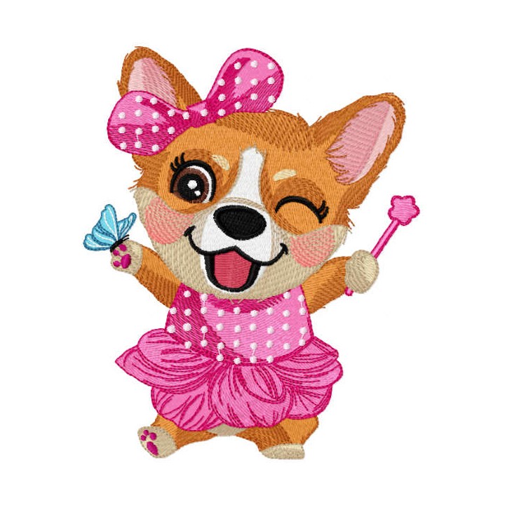 Corgi party embroidery design - Embroidery Design