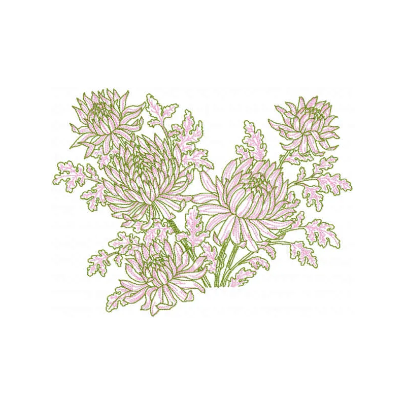 Peonies flowers embroidery design showcasing vibrant floral motifs, ideal for stitching on various fabric items.