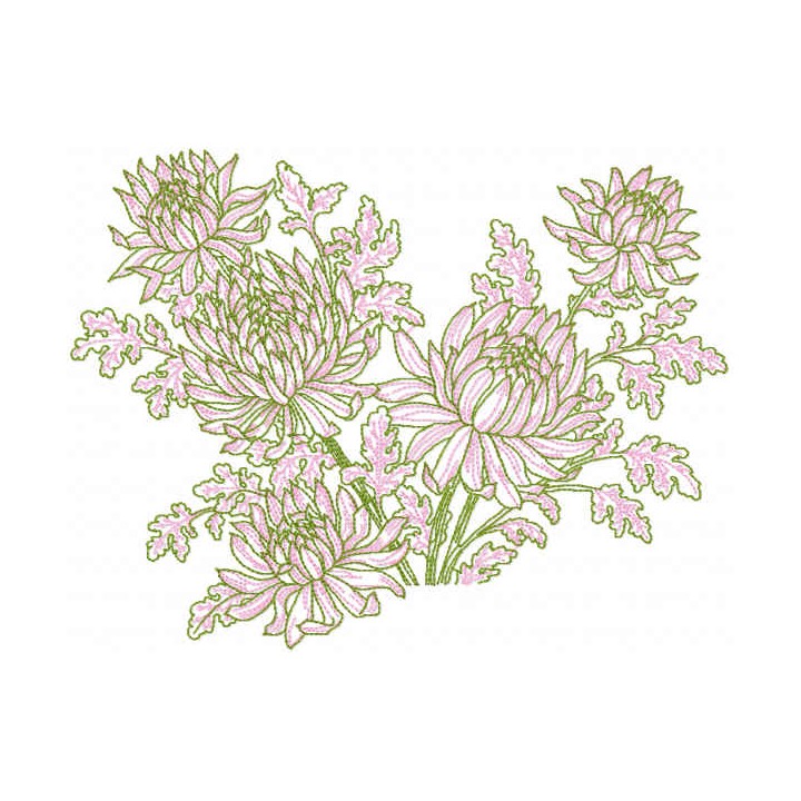 Peonies flowers embroidery design - Embroidery Design