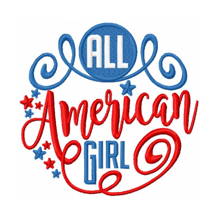 All American girl embroidery design - Embroidery Design