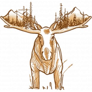 Moose world embroidery design - Embroidery Design