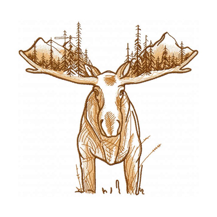Moose world embroidery design - Embroidery Design