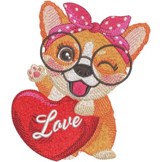 Corgi love embroidery design - Embroidery Design