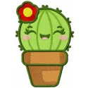 Preview of Cactus in Flower Pot embroidery design showcasing a vibrant stitched motif for decorative projects.