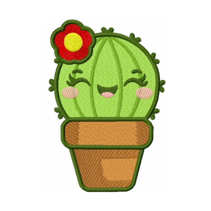 Cactus in Flower Pot embroidery design - Embroidery Design