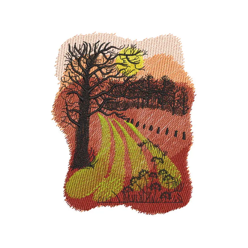 Preview of an autumn arable land embroidery design showcasing vibrant fall colors and nature motifs.