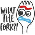 What the Fork? embroidery design featuring playful motifs inspired by Toy Story, perfect for creative stitching projects.