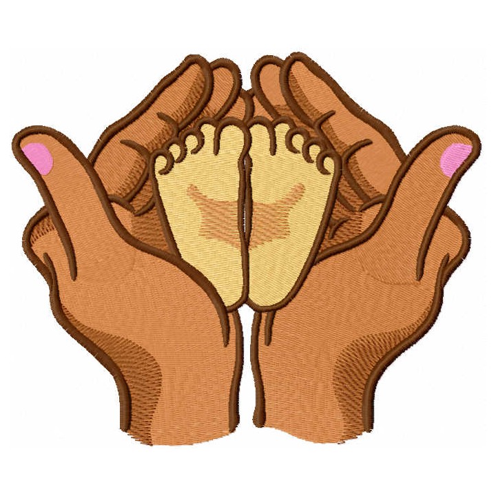 Little Feet In Hands embroidery design - Embroidery Design