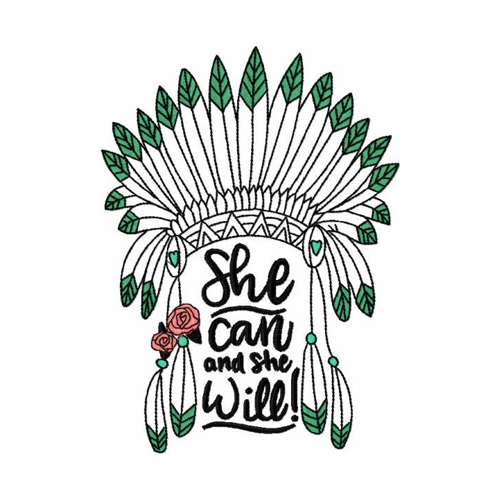 She can and she will embroidery design - Embroidery Design