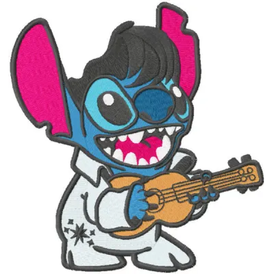 Elvis Stitch embroidery design featuring a fun and creative motif inspired by Lilo and Stitch.