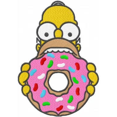 Homer Donut embroidery design featuring a colorful donut with sprinkles, perfect for fun stitching projects.