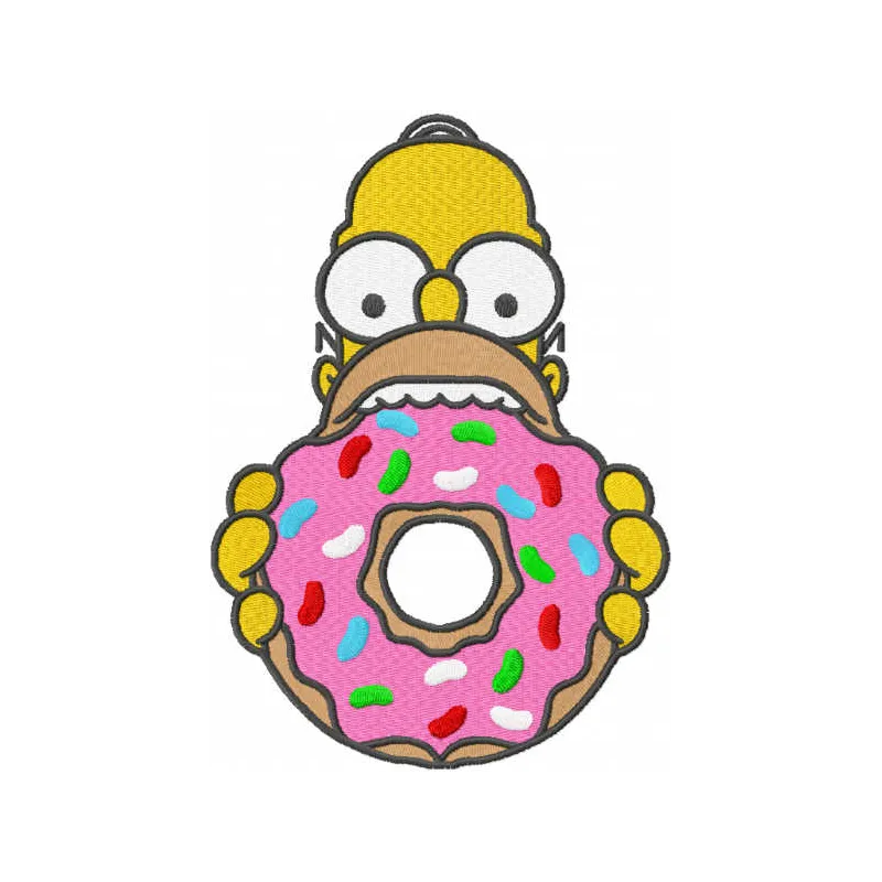 Homer Donut embroidery design featuring a colorful donut with sprinkles, perfect for fun stitching projects.