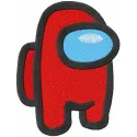 Embroidery design preview of a red Among Us character, showcasing a fun stitched motif for creative projects.