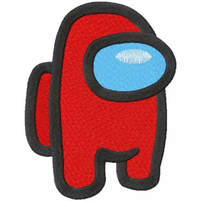 Embroidery design preview of a red Among Us character, showcasing a fun stitched motif for creative projects.