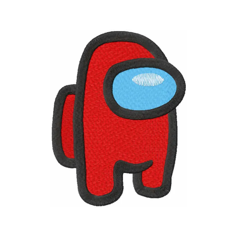 Embroidery design preview of a red Among Us character, showcasing a fun stitched motif for creative projects.