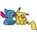 Embroidery design featuring two kissing Pokémon, perfect for decorating t-shirts and tote bags.