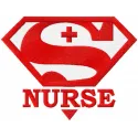 Preview of Super Nurse embroidery design featuring a superhero theme, ideal for stitching on apparel and accessories.