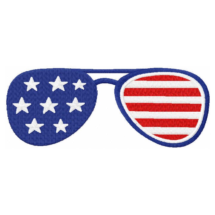 Patriotic sunglasses embroidery design - Embroidery Design