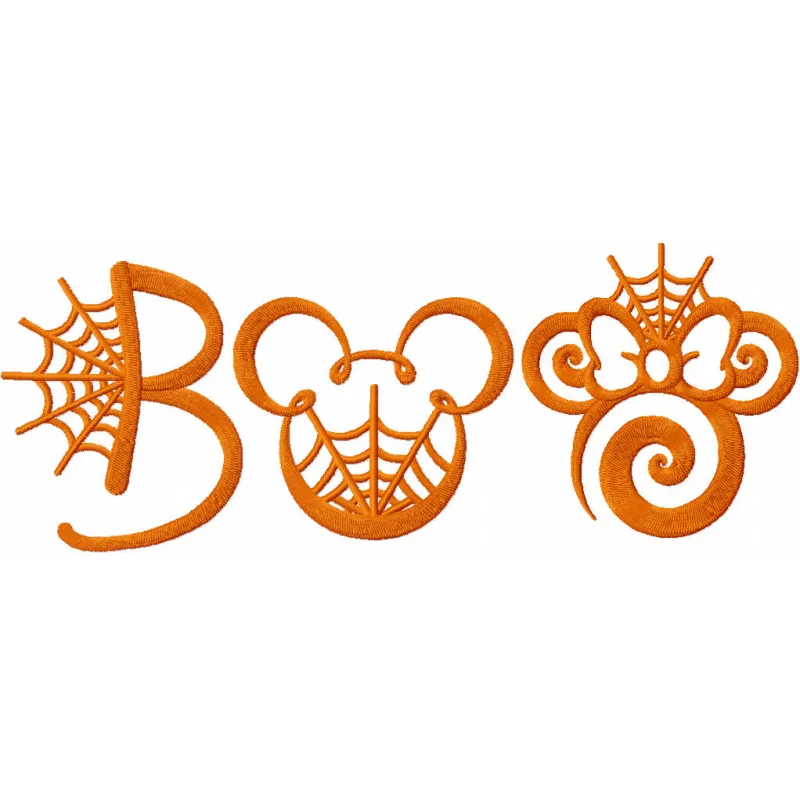 Mickey Mouse Boo embroidery design featuring a playful Halloween theme for stitching on t-shirts and decorations.