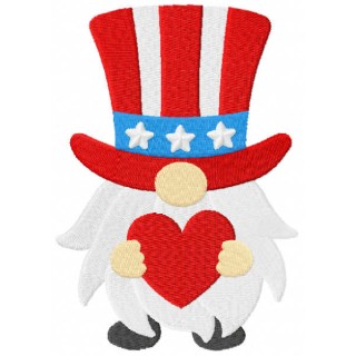 American gnome with heart embroidery design - Embroidery Design