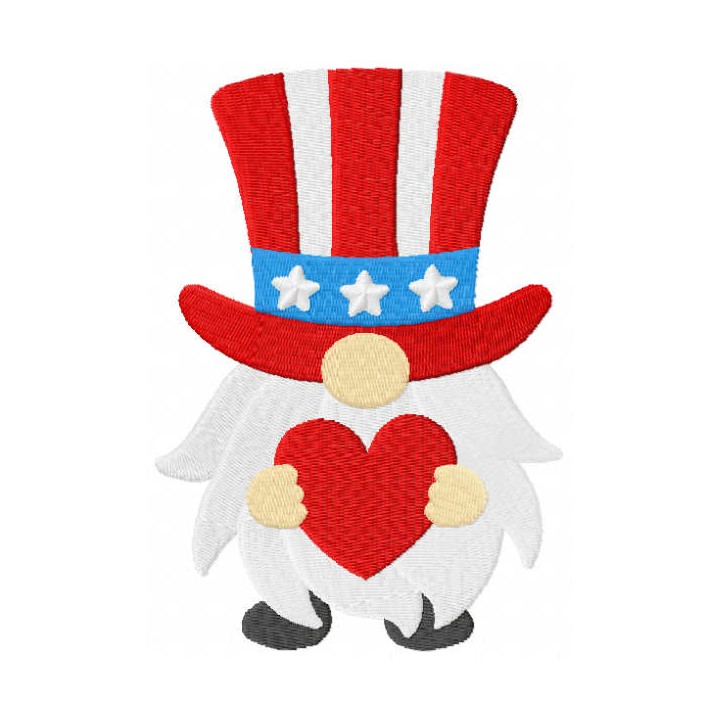American gnome with heart embroidery design - Embroidery Design