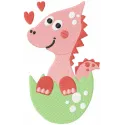 Adorable baby dino embroidery design, perfect for adding charm to baby onesies and blankets.
