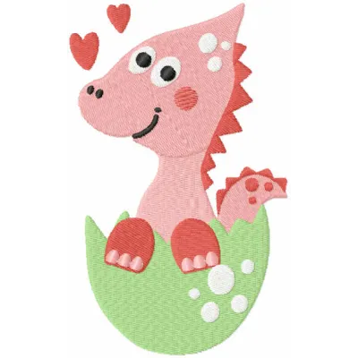 Adorable baby dino embroidery design, perfect for adding charm to baby onesies and blankets.