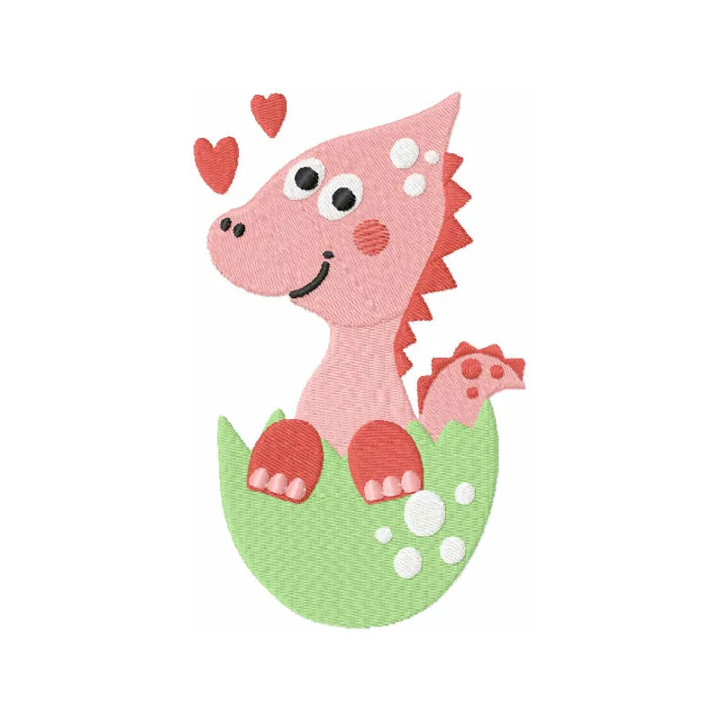 Adorable baby dino embroidery design, perfect for adding charm to baby onesies and blankets.