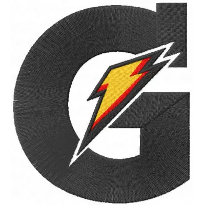 Gatorade logo embroidery design preview showcasing intricate stitching patterns for sports apparel.