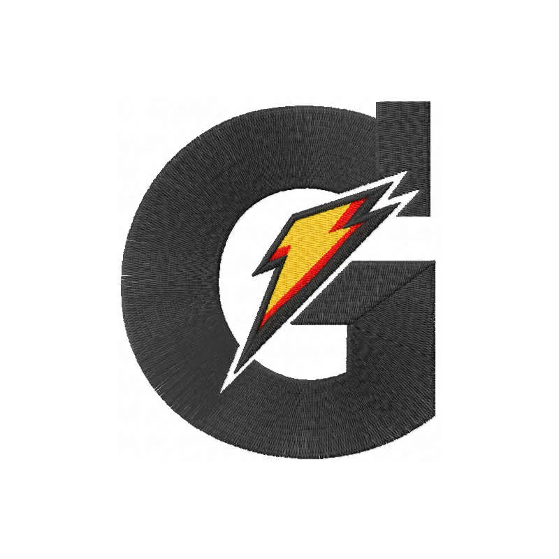 Gatorade logo embroidery design preview showcasing intricate stitching patterns for sports apparel.