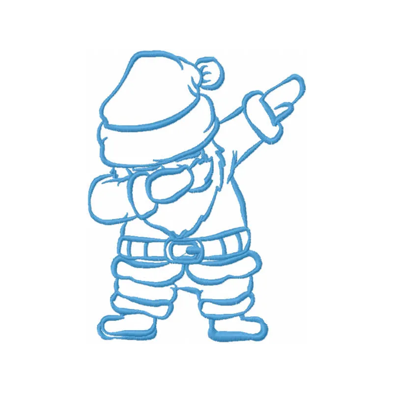 Dabbing Santa embroidery design featuring a jolly Santa performing the popular dance move, perfect for festive projects.