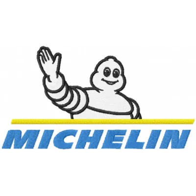 Michelin original logo embroidery design preview for auto and moto enthusiasts, ideal for stitching on jackets and caps.
