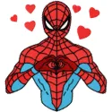 Spiderman love embroidery design featuring a playful motif, ideal for stitching on t-shirts and hoodies.