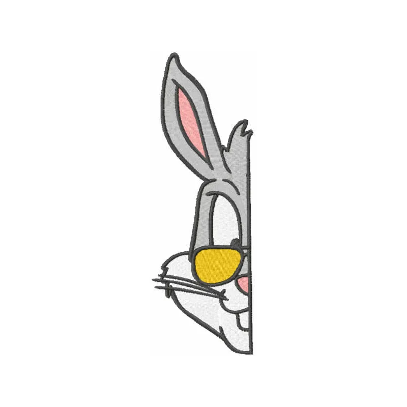 Bugs Bunny with sunglasses embroidery design from Looney Tunes, showcasing a fun stitched motif for your projects.