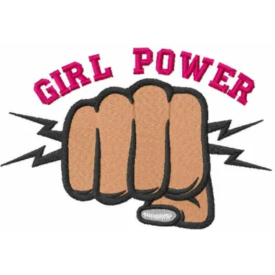 Girl power embroidery design showcasing vibrant motifs, ideal for t-shirts, tote bags, and hoodies.
