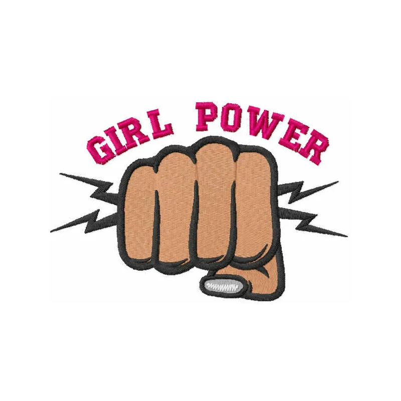 Girl power embroidery design showcasing vibrant motifs, ideal for t-shirts, tote bags, and hoodies.
