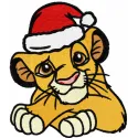 Christmas Simba embroidery design featuring a festive lion motif, perfect for stitching on holiday apparel and gifts.