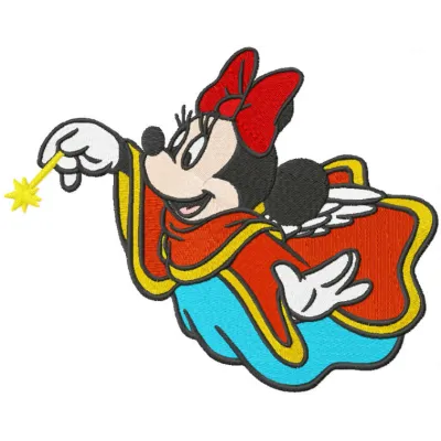 Minnie Christmas Angel embroidery design showcasing a festive Mickey Mouse theme, perfect for holiday stitching projects.