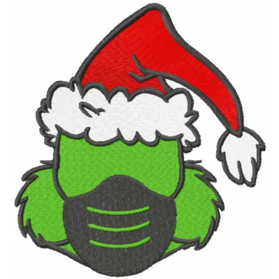 Grinch Christmas Mask embroidery design featuring a whimsical Grinch motif, perfect for festive holiday projects.
