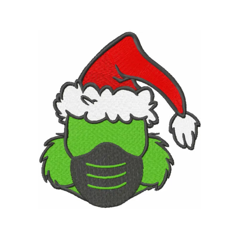 Grinch Christmas Mask embroidery design featuring a whimsical Grinch motif, perfect for festive holiday projects.