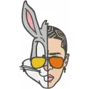 Bad Bunny embroidery design featuring a playful motif perfect for stitching on hoodies and tote bags.