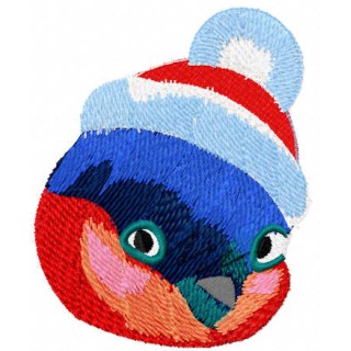 Cute Christmas bullfinch embroidery design - Embroidery Design