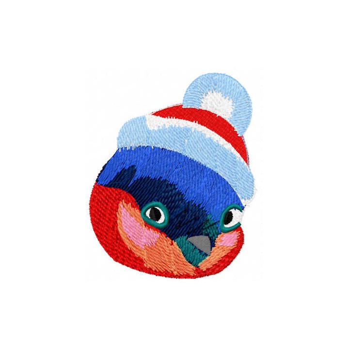 Cute Christmas bullfinch embroidery design - Embroidery Design