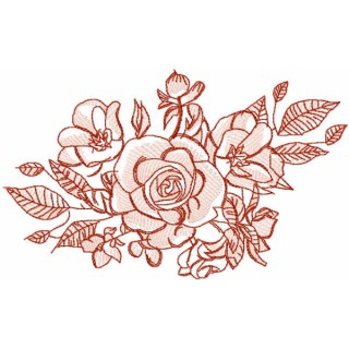 Roses bouquet vintage embroidery design - Embroidery Design
