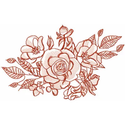 Vintage roses bouquet embroidery design showcasing detailed floral motifs for t-shirts, towels, and home decor.