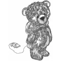 Vintage teddy toy embroidery design showcasing a charming stitched motif for your crafting projects.