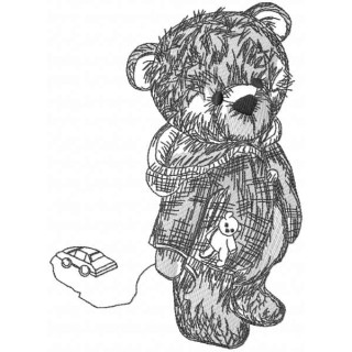 Teddy toy vintage embroidery design - Embroidery Design