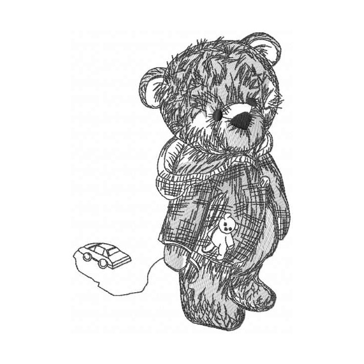 Teddy toy vintage embroidery design - Embroidery Design